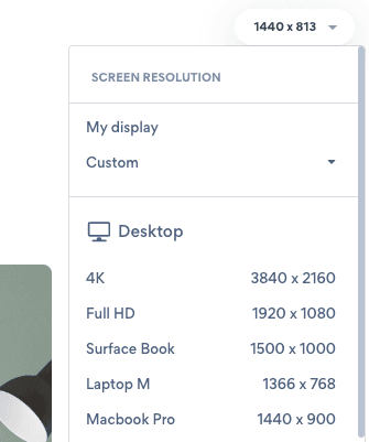 Selecting a default device size in the Heurio extension