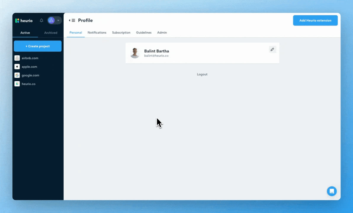 Admin Features | Heurio Docs